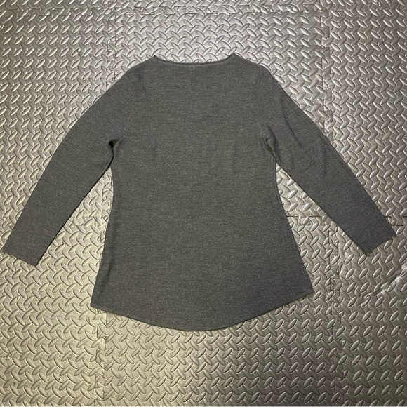 Eileen Fisher Merino Wool Sweater V Neck Size Medium Grey - Picture 8 of 8